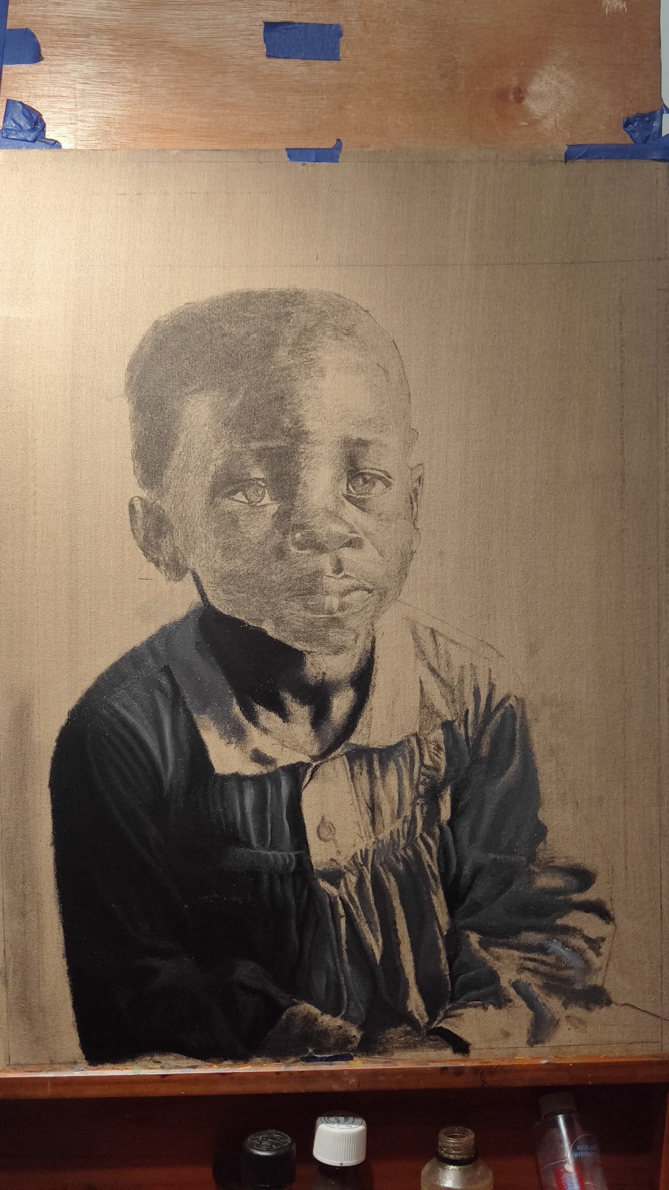 Early painting stage of El Misionero