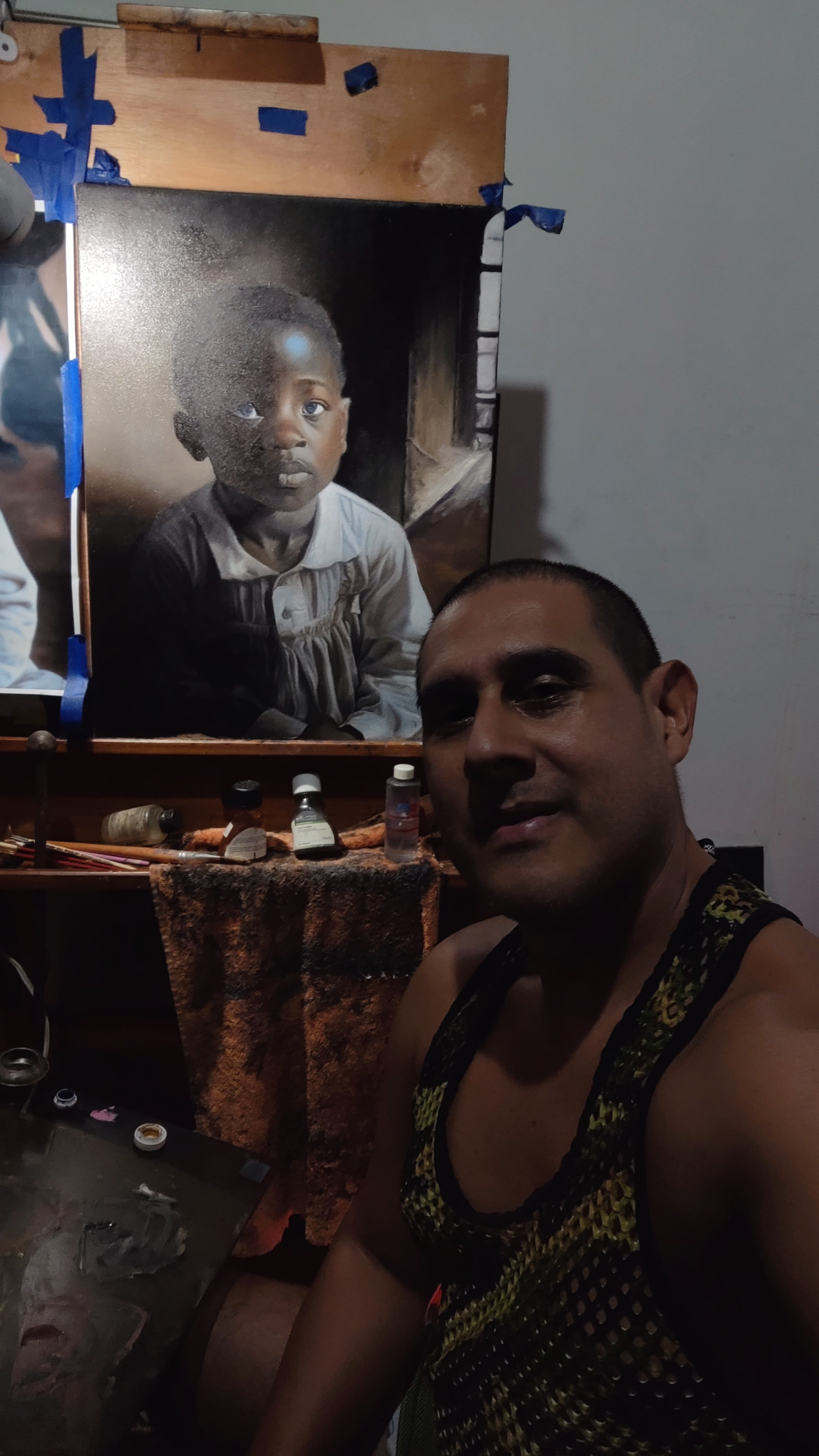 Portrait painting in progress